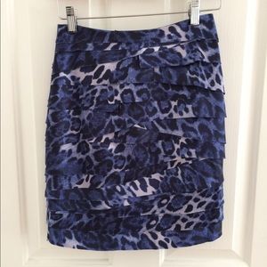 Bebe XXS animal print layered ruffle pencil skirt